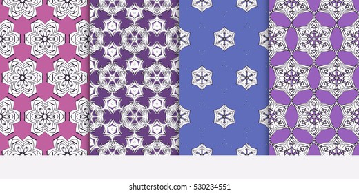 modern floral seamless pattern set. geometric ornament. for interior design, textile, print, wallpaper, invitation