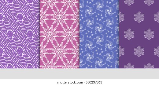 modern floral seamless pattern set. geometric ornament. for interior design, textile, print, wallpaper, invitation