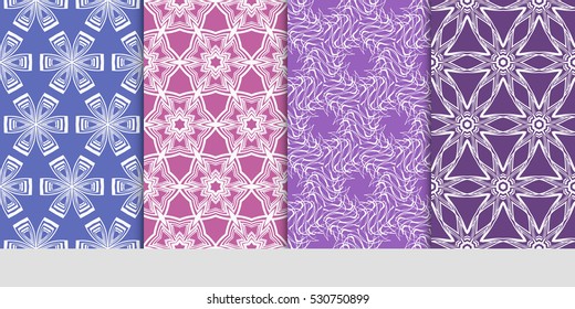 modern floral seamless pattern set. geometric ornament. for interior design, textile, print, wallpaper, invitation
