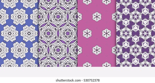 modern floral seamless pattern set. geometric ornament. for interior design, textile, print, wallpaper, invitation
