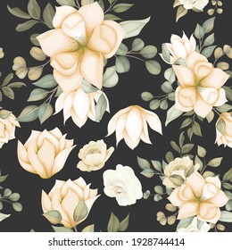 Modern floral seamless pattern with soft flowers