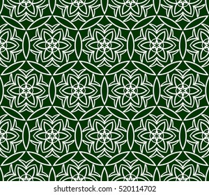modern floral seamless pattern. vector. silver on green. for design invitation, interior wallpaper, cover card