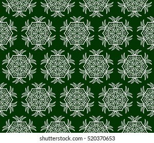 modern floral seamless pattern. vector. silver on green. for design invitation, interior wallpaper, cover card