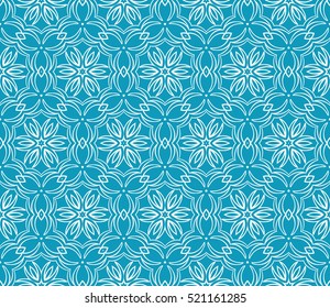 modern floral seamless pattern. vector. silver on sky blue. for design invitation, interior wallpaper, cover card