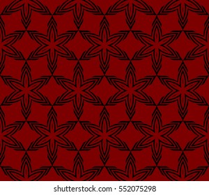 modern floral seamless pattern. vector. black on red. for design invitation, interior wallpaper, cover card