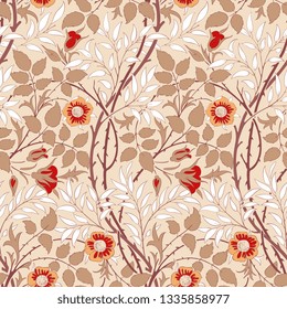 Modern floral seamless pattern for your design. Print on paper or textile. Desktop wallpaper.  Vector  illustration. Background.