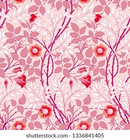 Modern floral seamless pattern for your design. Print on paper or textile. Desktop wallpaper.  Vector  illustration. Background.