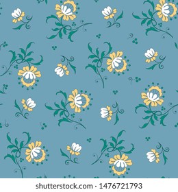 Modern floral seamless pattern for your design. Print on paper or textile. Desktop wallpaper.  Vector illustration. Background.