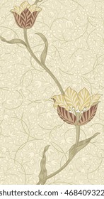 Modern floral seamless pattern for your design. Print on paper or textile. Desktop wallpaper.  Vector  illustration. Background.