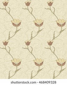 Modern floral seamless pattern for your design. Print on paper or textile. Desktop wallpaper.  Vector  illustration. Background.