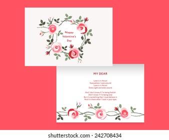 Modern floral St. Valentine greeting card.