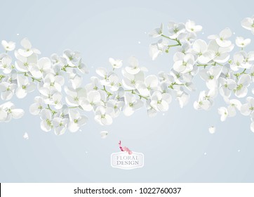 Modern floral vector  art - luxurious Apple blossom background in watercolor style for 8 March, wedding, Valentine's Day,  Mother's Day, sales and other events.