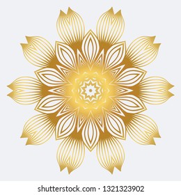 Modern Floral Vector Ornaments. Decorative Flower Mandala. Vector Illustration. White yellow gold colour.