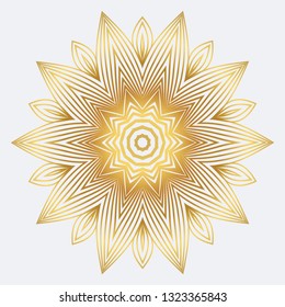 Modern Floral Vector Ornaments. Decorative Flower Mandala. Vector Illustration. White yellow gold colour.