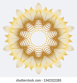 Modern Floral Vector Ornaments. Decorative Flower Mandala. Vector Illustration. White yellow gold colour.