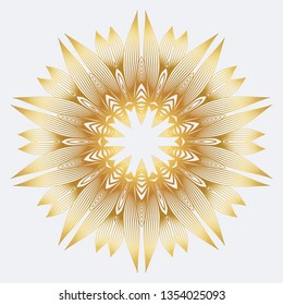 Modern Floral Vector Ornaments. Decorative Flower Mandala. Vector Illustration. White yellow gold colour.