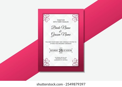 Modern floral wedding invitation card design template