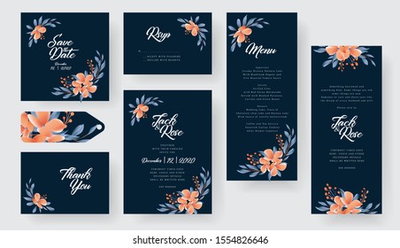 Modern Floral Wedding Invitation Cards Pastel Colors
