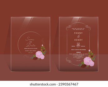 Modern Floral Wedding Invitation Cards with Double-Sides for Ready to Print.