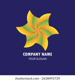 Modern floral-style spiral logo design with a dynamic swirl pattern in yellow and green gradient colors. Suitable for eco-friendly brands, organic products, wellness, or creative industries.