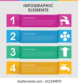 Modern flow infographic template. infographic design with flow icons includes tap. can be used for presentation, diagram, annual report, web design. 