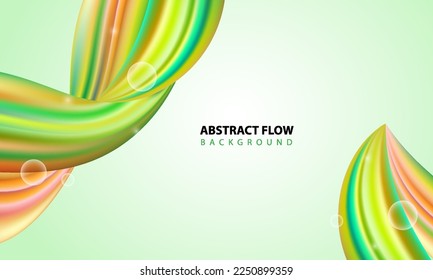 Modern flow poster green and yellow color. Abstract wave Liquid shape in green background. Vector illustratrion