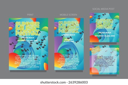 Modern Flow Vibes. Clean Abstract Waves for miltiple platform publications. fluid design template multiple platform for print, mobile screen and social media post vector illustration