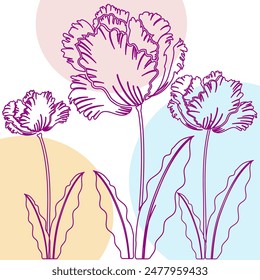 Moderne abstrakte Blütenkunst mit verschiedenen organischen Formen und Blütenlinienkunst zum Drucken oder als Wandkunst, Vektorillustration, Flyer oder T-Shirt
