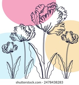 Moderne abstrakte Blütenkunst mit verschiedenen organischen Formen und Blütenlinienkunst zum Drucken oder als Wandkunst, Vektorillustration, Flyer oder T-Shirt