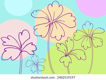 Ilustración vectorial abstracta de la flor moderna con diversas Formas orgánicas y arte de la línea de la flor para la impresión o el uso como arte de la pared, tarjeta, volante o camiseta 