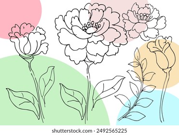 Ilustración vectorial abstracta de la flor moderna con diversas Formas orgánicas y arte de la línea de la flor para la impresión o el uso como arte de la pared, tarjeta, volante o camiseta