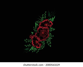modern flower background.Vector design template of flower on dark background.
  wall art design, Modern art mural wallpaper. Vector illustration. Greeting, invitation card template design