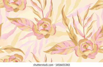 Modern flower illustration pattern. Creative collage contemporary floral pattern. Fashionable template for design.