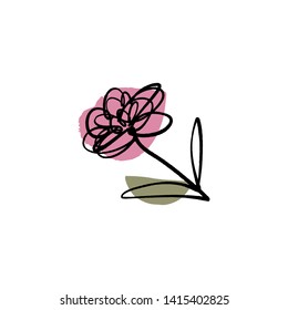 Modern flower ink sketch with abstract shapes. Vector Clip Art