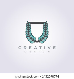 Modern Flower and Leave Vector Illustration Design Clipart Symbol Logo Template.