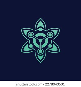 modern flower logo combined with analytic digital data