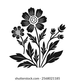 Modern flower logo design black and white