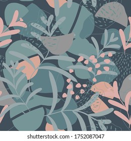 Patrón floral moderno. Vector floral patrón de repetición sin fisuras perfecto para la decoración del hogar, tejidos, tapicería, papel de pared, impresión y embalaje, alfombras y alfombras