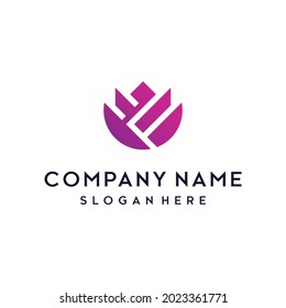 Modern Flower Pattern Logo design inspiration in the shape of the letter F or others