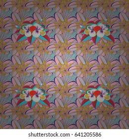 Modern flower pattern with royal flower. Colored orient pattern in blue and pink colors. Seamless floral ornament.
