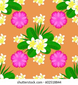 Modern flower pattern with royal lilies. Colored orient pattern on a brown background. Seamless floral ornament.