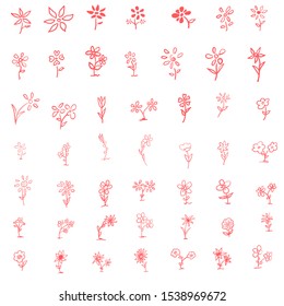 Modern Flower Set. Hand drawn floral element