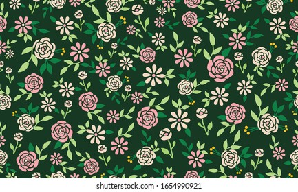 Modern flower for spring, with leaf and floral seamless pattern background.