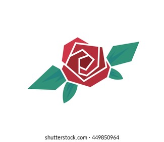 Modern Flower Symbol Logo - Red Rose Fashion