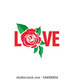 Modern Flower Symbol Logo - Red Rose Fashion