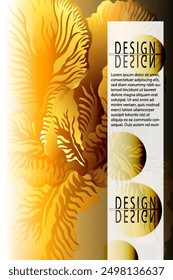 Modern flower vector background.Design with iris flower on gold gradient backdrop.Design is perfect for adding to web layout vector illustration and creativity for brochures,posters,covers,and cards.