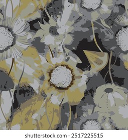 Modern flower vector textile design, all over seamless pattern wrapping paper design, digital image printing factory  