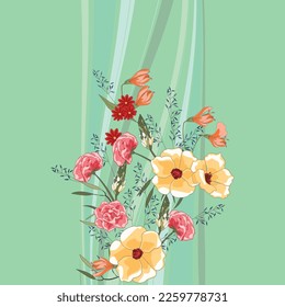 modern flowers with eye catching leaves with abstract waves lines