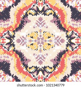 Modern fluffy rug seamless pattern. Vibrant colors. Boho