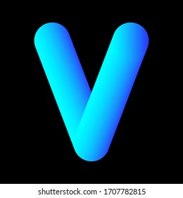 Modern fluid alphabet font, 3D Gradient Letter V